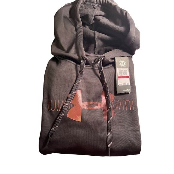 NWT Women's UNDER ARMOUR HOODIE Reflective Logo COLD dark gray  XS - Picture 3 of 7